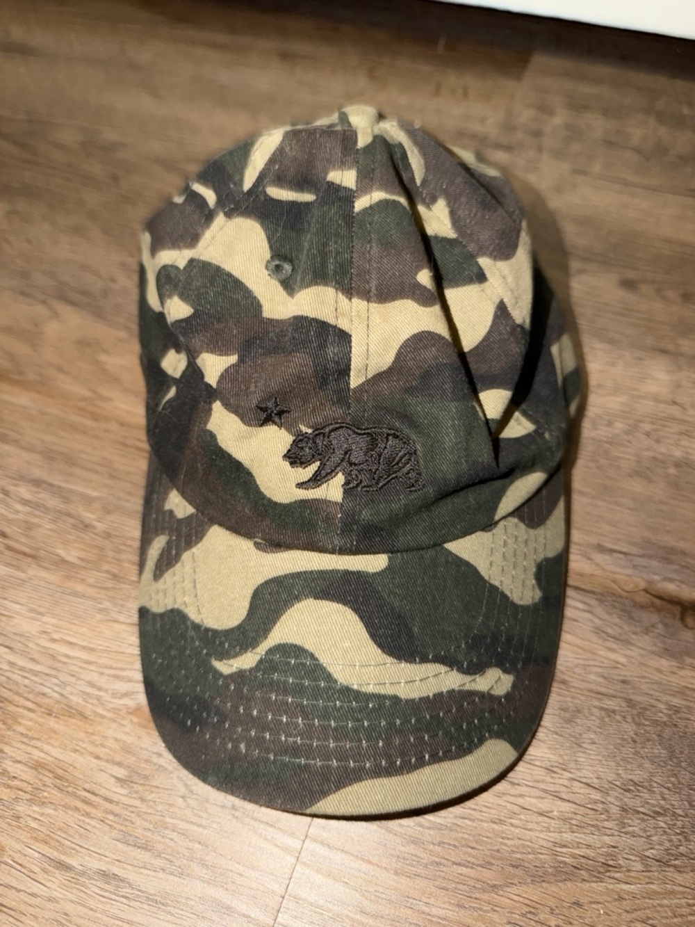 California Republic Camo Baseball Cap with Bear Embroidery
